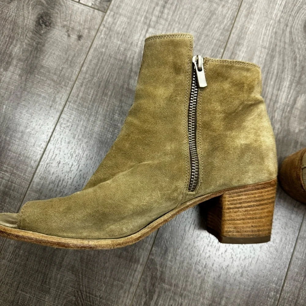 Officine Creative Beige Suede Peep Toe Boots Size 40 1/2 (10.5)